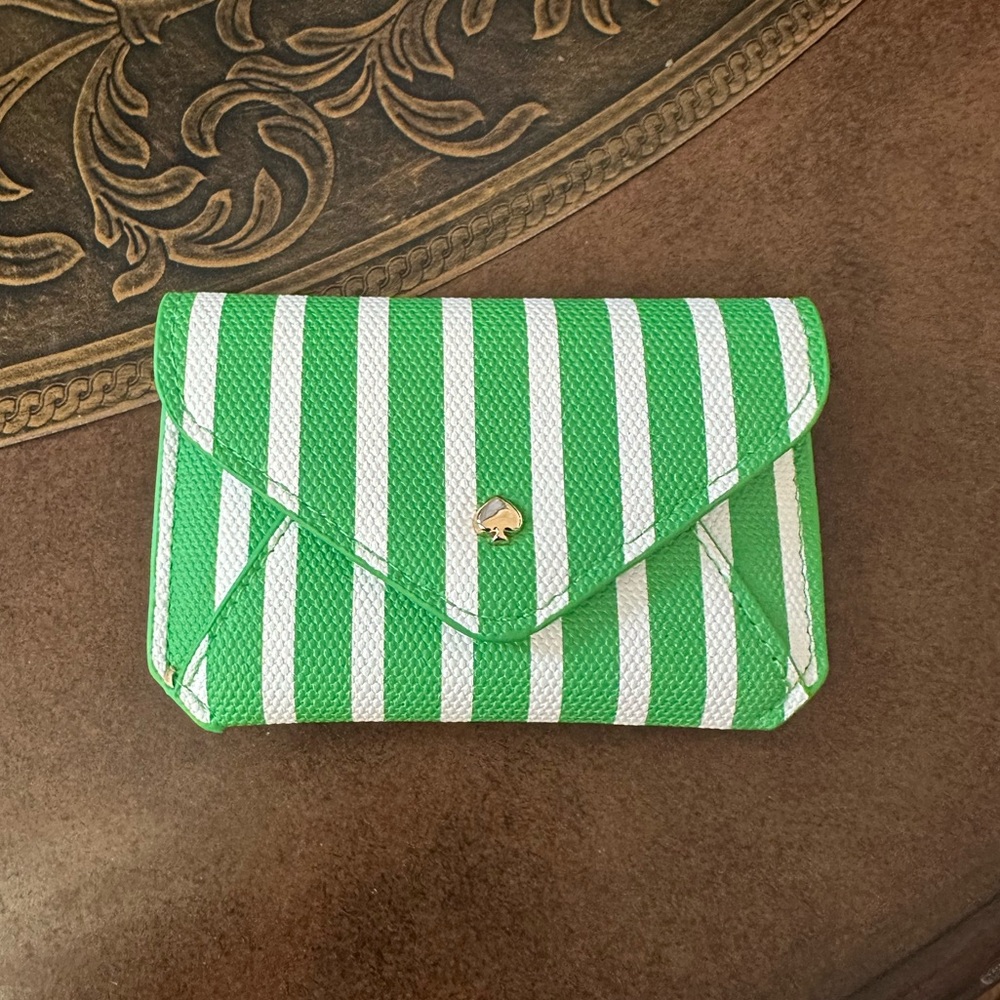 Target x Kate Spade New York green and white stipe envelope card holder